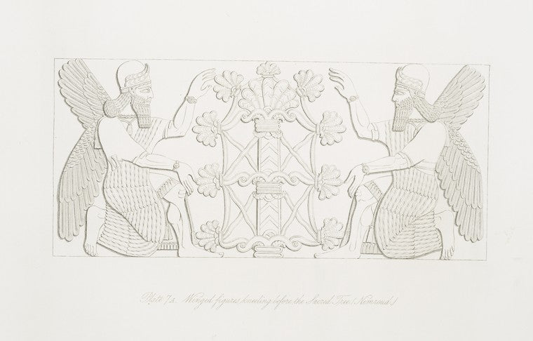 Winged figures kneelling before the sacred tree. (Nimroud) [Calah]