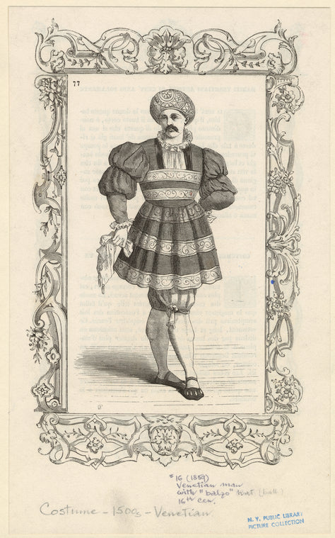 Venetian man with "balzo" hat (ball), 16th cen