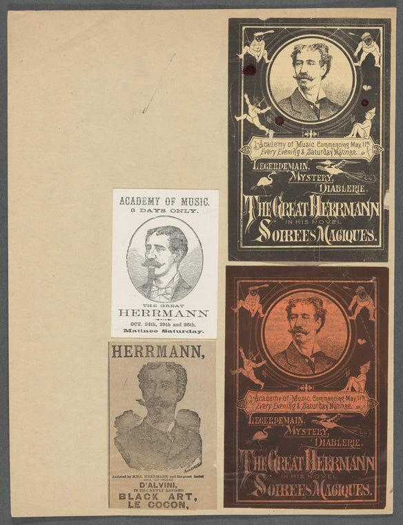 Promotional materials related to an appearance by magician Alexander Herrmann at the Brooklyn Academy of Music