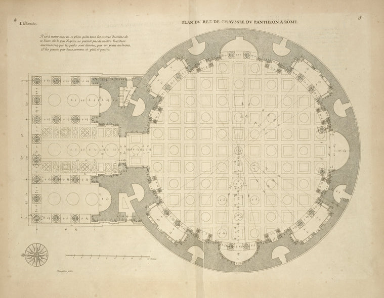 Plan du rez de chaussée du Panthéon à Rome