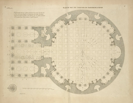 Plan du rez de chaussée du Panthéon à Rome