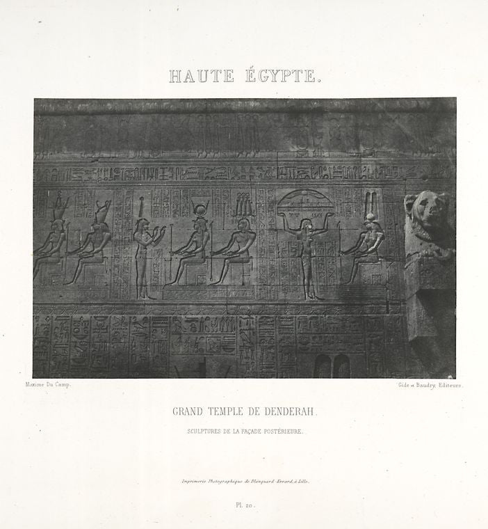 Haute Égypte. Grand Temple de Denderah, sculptures de la façade postérieure