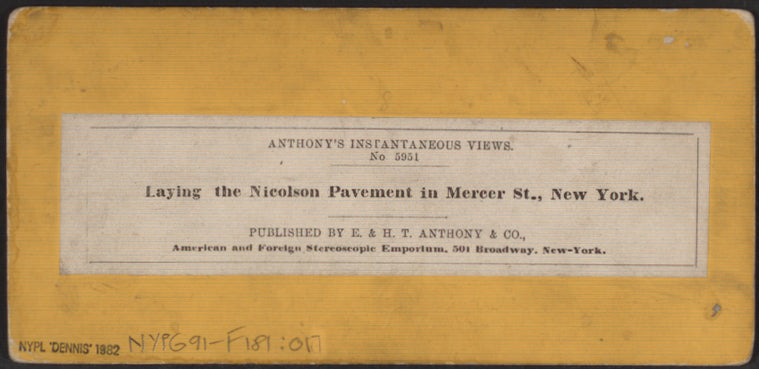 Laying the Nicolson pavement in Mercer St, New York.