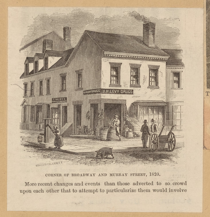Corner of Broadway and Murray Street, 1820