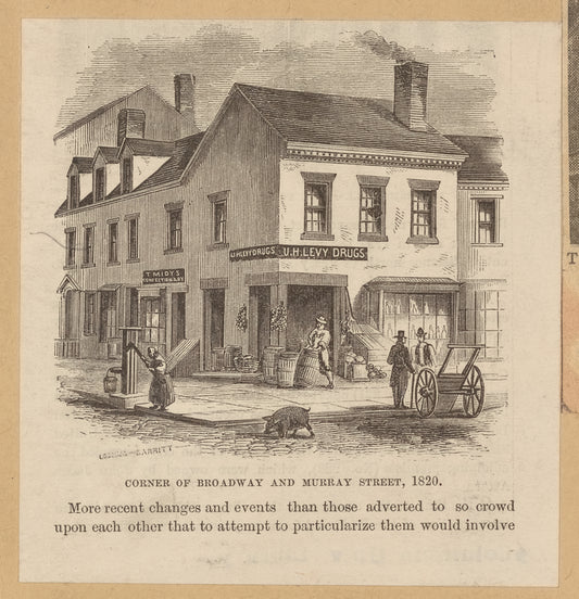 Corner of Broadway and Murray Street, 1820