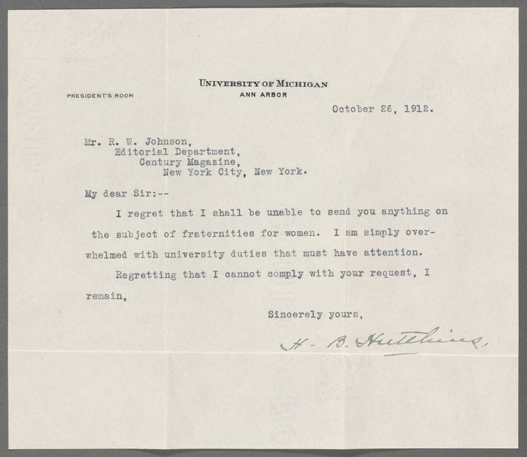 College Fraternity Symposium Correspondence