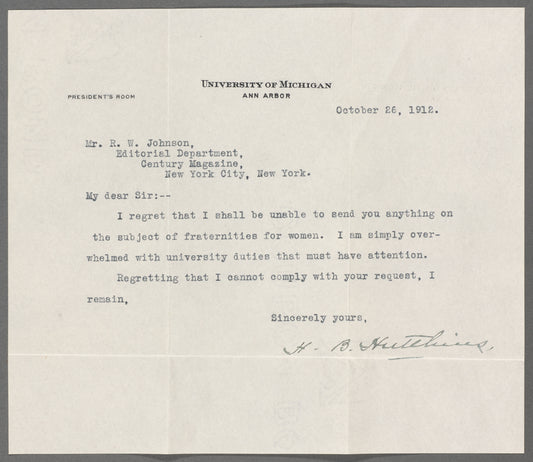 College Fraternity Symposium Correspondence