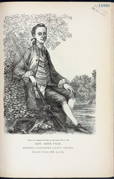 Gov. John Page, Rosewell, Gloucester County, Va. Died 11th October, 1808. Aged 64.