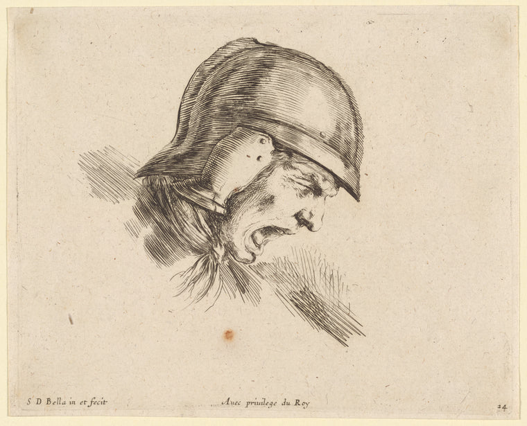 Tête de soldat effrayé, qui crie