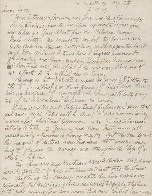 Florence Kelley to Mary R. Sanford