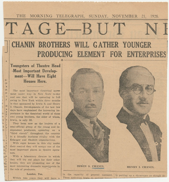 Chanin brothers will gather younger producing element for enterprises