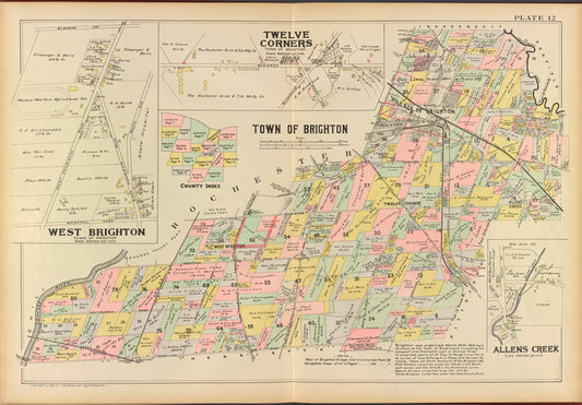 Monroe County, Double Page Plate No. 12  [Map of town of Brighton, W. Brighton, Twelve Corners, Allens Creek]