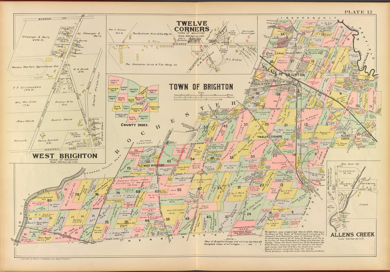 Monroe County, Double Page Plate No. 12  [Map of town of Brighton, W. Brighton, Twelve Corners, Allens Creek]