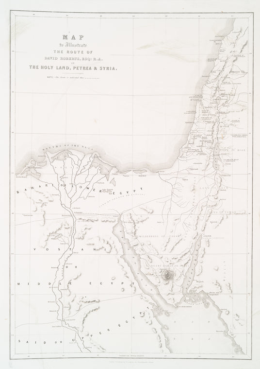 Map to Illustrate the Route of David Roberts, ESQ: R.A. in The Holy Land, Petra & Syria