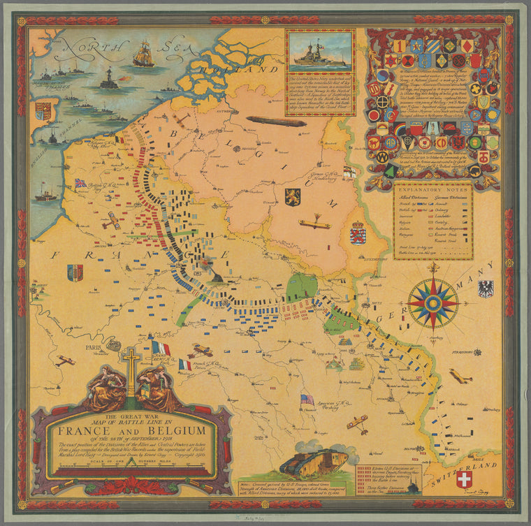 The great war map of battle line in France and Belgium: on the 25th of September 1918