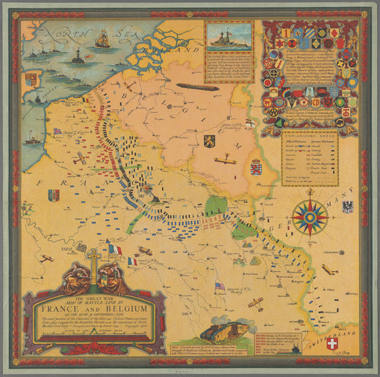 The great war map of battle line in France and Belgium: on the 25th of September 1918