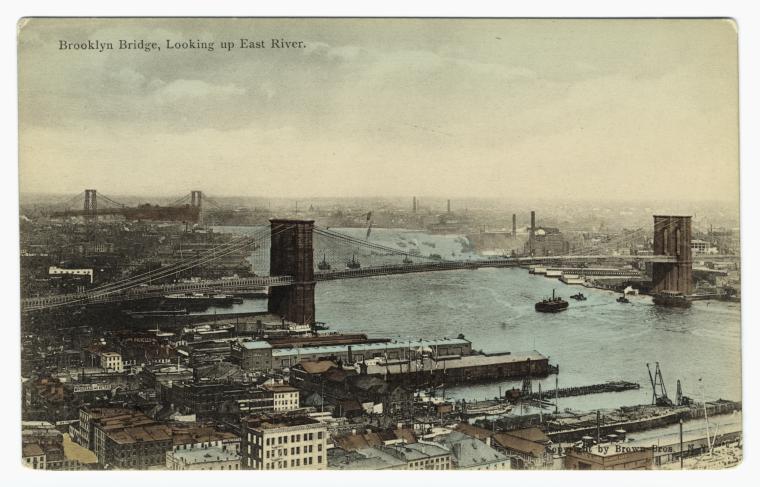 Brooklyn Bridge, looking up East River
