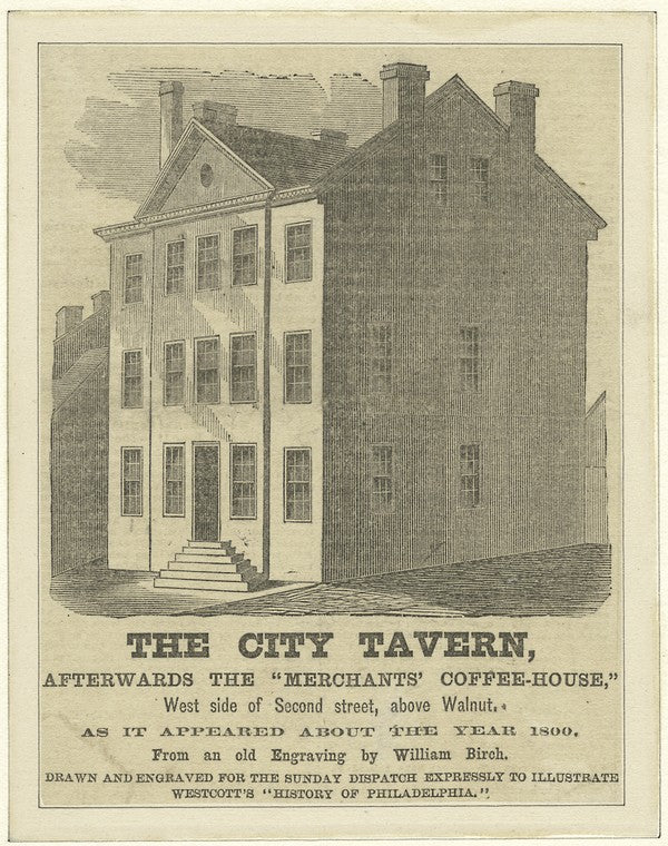 The City Tavern, afterwards the Merchant's Coffee-House, west side of Second Street, above Walnut, as it appeared about the year 1800.