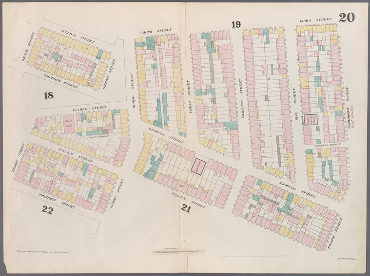 Map bounded by Hamersley Street, Houston Street, Sullivan Street, Spring street, Thompson Street, Grand Street, Sullivan Street, Broome Street, Clarke Street, Spring Street, Varick Street