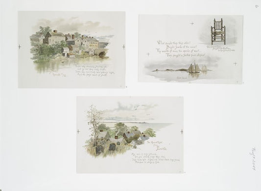 Mayflower Memories of Old Plymouth by Louis K. Harlow; Town Brook, Plymouth, Mass.; Clark's Island; Gov. Carver's chair, brought in the Mayflower; The gurnet light, from the Burial Hill.