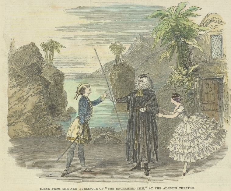 Scene from the new burlesque of "The enchanted isle," at the Adelphi Theatre