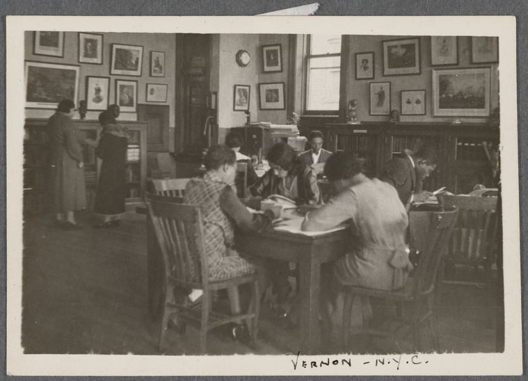 Patrons working in 135th Street Negro Division of Literature, History and Prints Reading Room