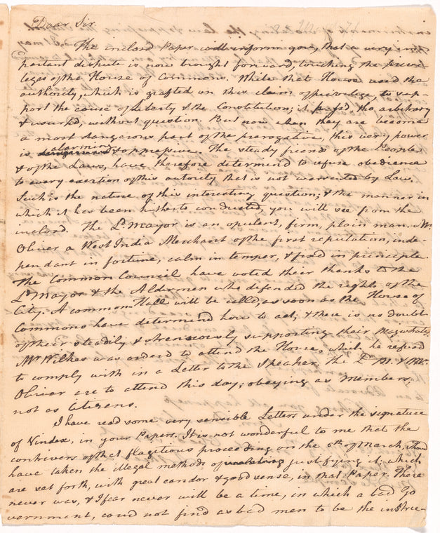 Letter from Arthur Lee