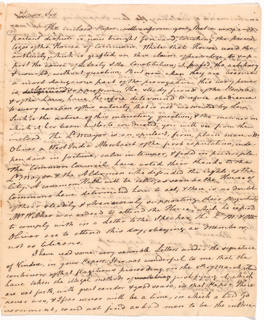 Letter from Arthur Lee