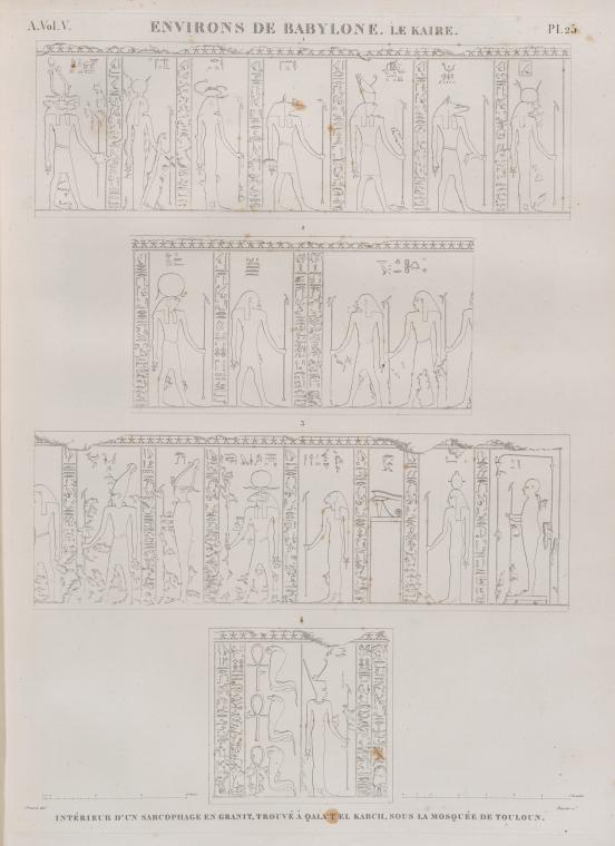 Environs de Babylone (Le Kaire) [Cairo]. Intérieure d'un sarcophage en granit, trouvé à Qala't el-Kabch, sous la Mosquée de Touloun.