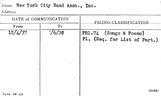 New York City Band Assn., Inc.
