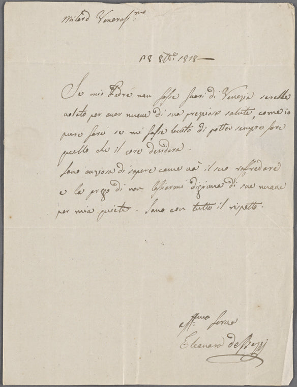 Autograph letter signed to Lord Byron, 25 October 1818