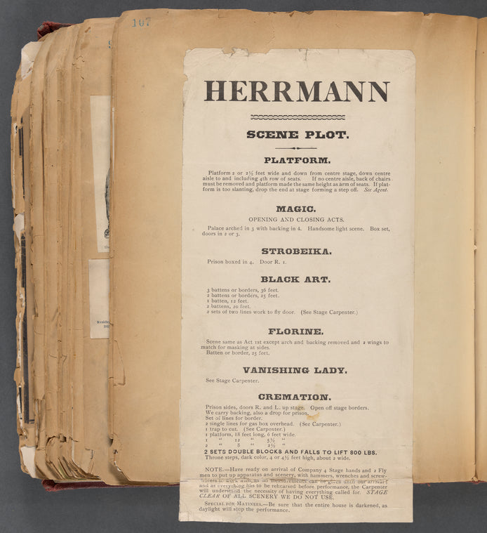 Scene plot for magician Leon Herrmann's act