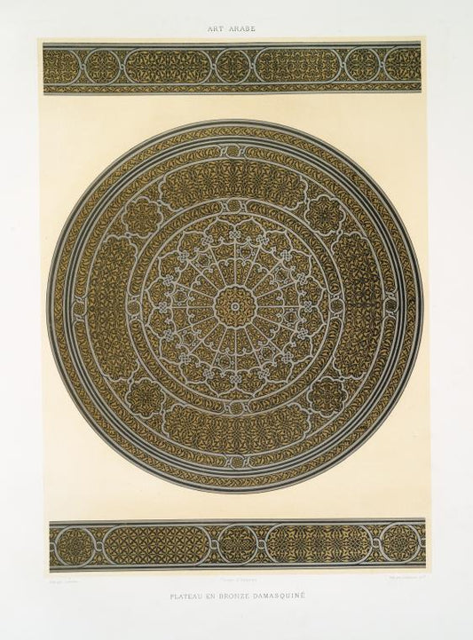 Arabesques : plateau en bronze damasquiné