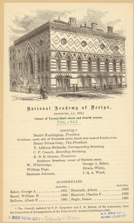 National Academy of Design (instituted A.D. 1826), corner of Twenty-third street and Fourth avenue