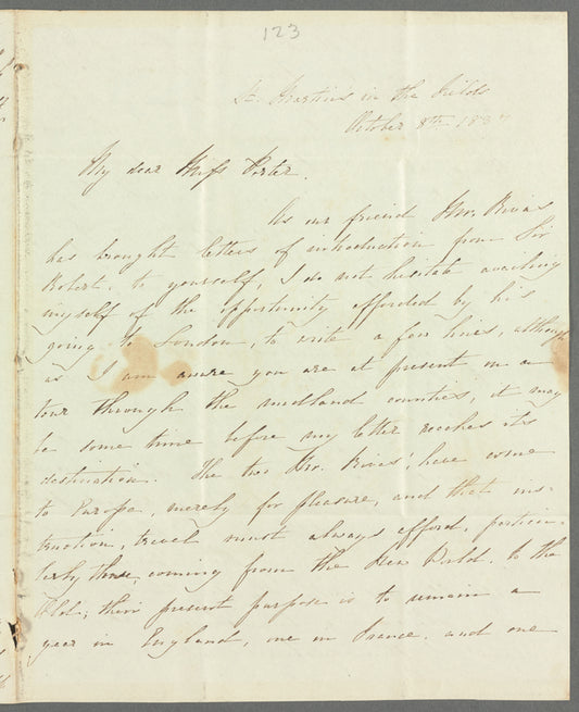 Isabella Alderson to Jane Porter, autograph letter signed