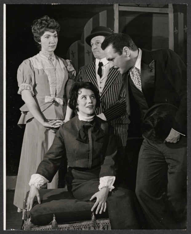 Barbara Perry, Marguerite Piazza and unidentified others in the stage production Happy as Larry