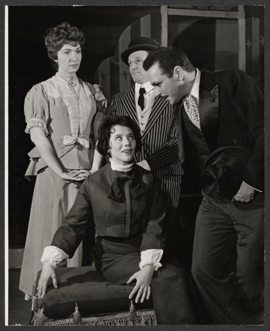 Barbara Perry, Marguerite Piazza and unidentified others in the stage production Happy as Larry