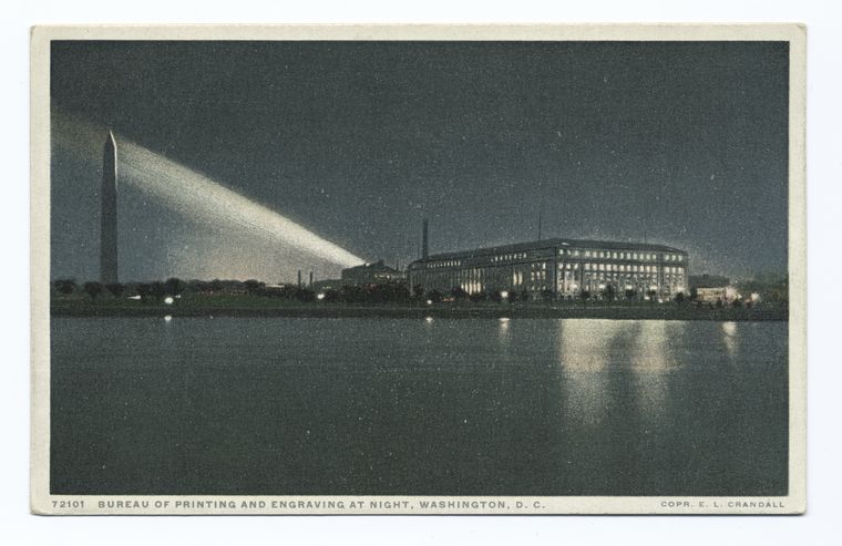 Bureau of Printing and Engraving at Night, Washington, D. C.
