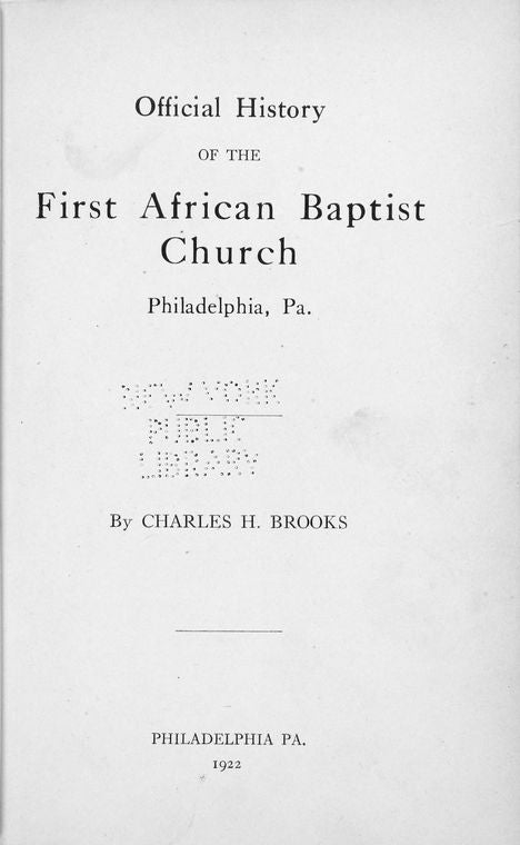 Official history of the first African Baptist Church