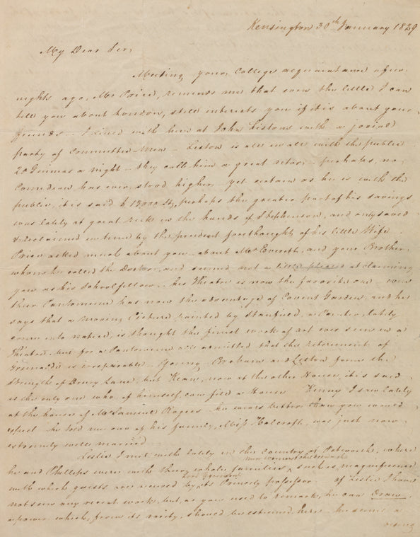 Letter from David Wilkie to Washington Irving