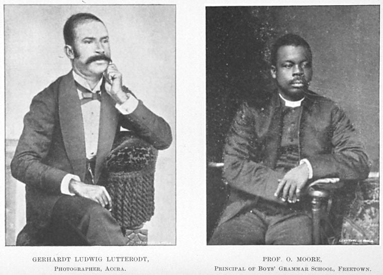 Gerhardt Ludwig Lutterodt, Photographer, Accra.  Prof. O. Moore, Principal of Boys' Grammar School, Freetown