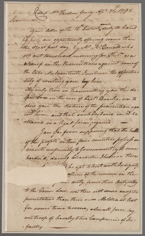 [Morgan, Daniel.] Camp McFarlins Ferry. To Secretary of War