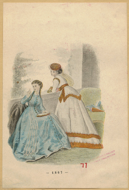 Women on a balcony, France, 1867