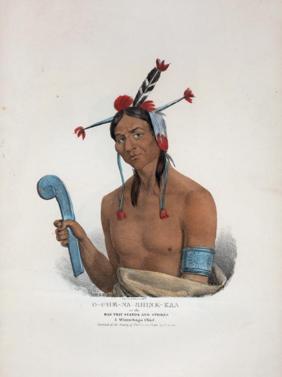 O-che-na-shink-kaa or the Man that Stands and Strikes, a Winnbago Chief.