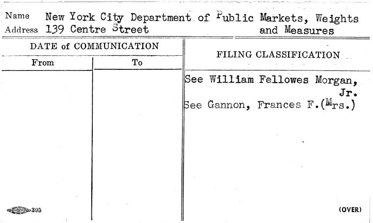 New York City Department of Public Markets, Weights and Measures