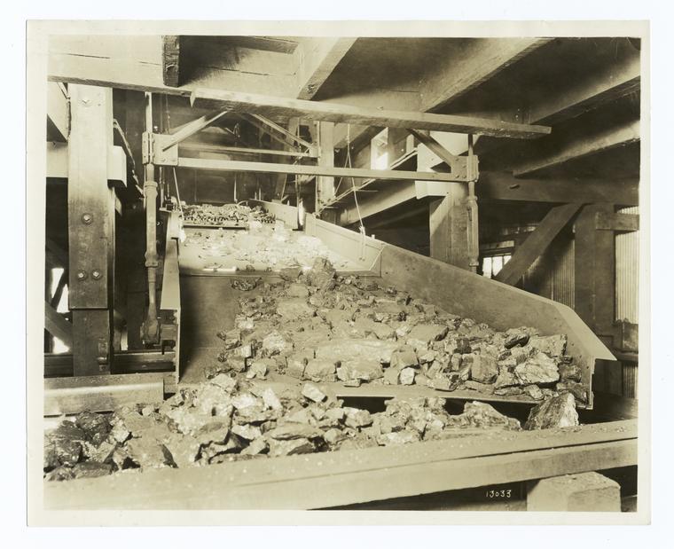 Coal coming down a shaft
