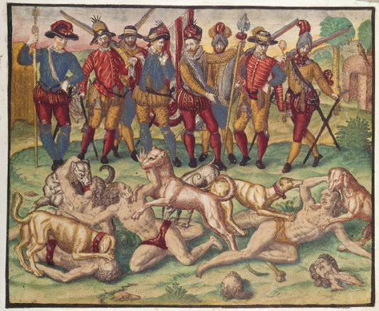 Indians being attacked by dogs