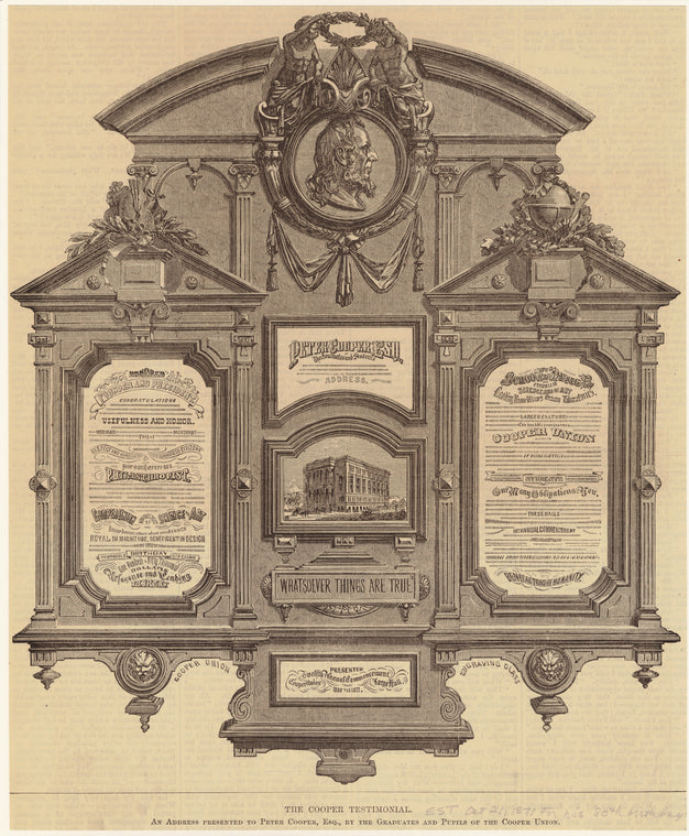 The Cooper testimonial : An address presented to Peter Cooper, Esq., by the graduates and pupils of the Cooper Union