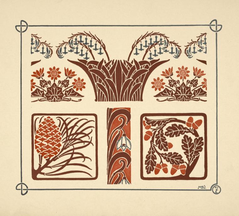 Abstract design based on flowers and pinecones