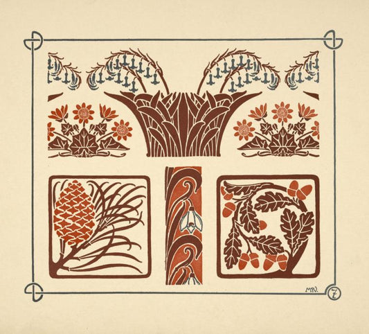 Abstract design based on flowers and pinecones